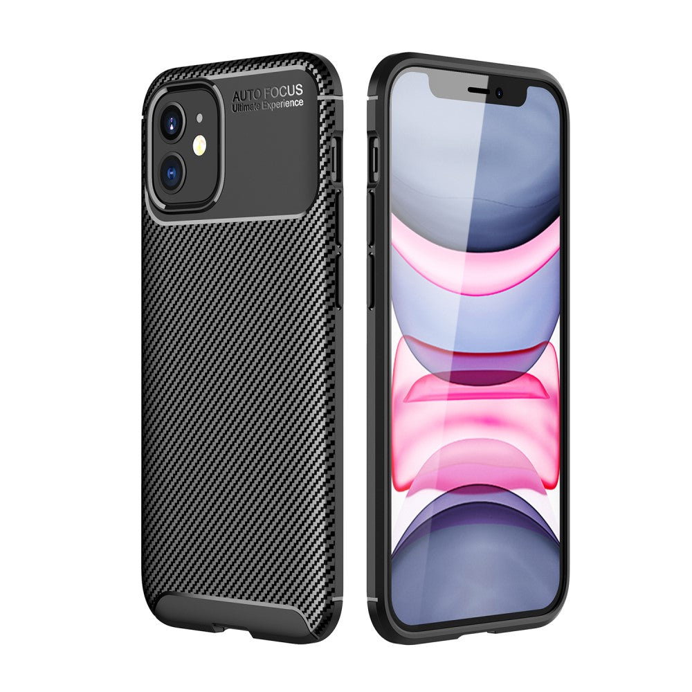 Силиконов, черен калъф - карбонов десен, тънък за iPhone 12 mini