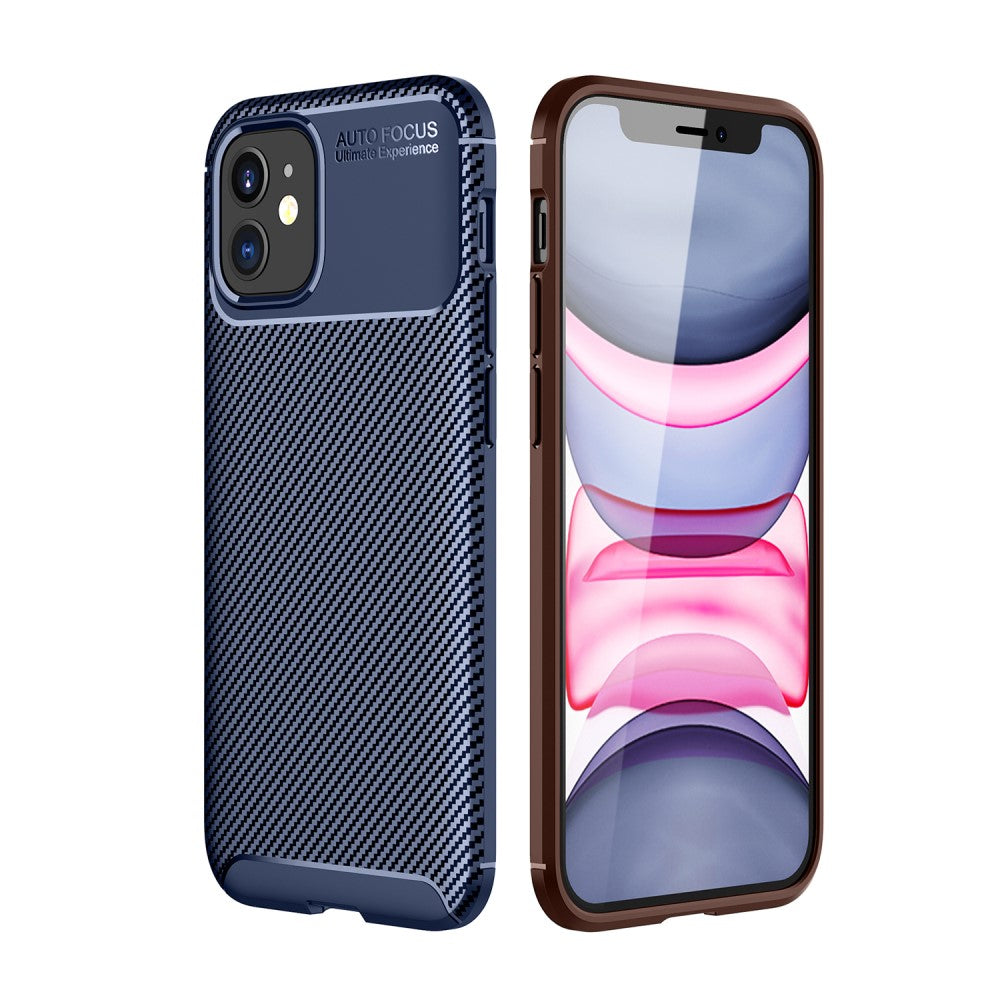 Силиконов, син калъф - карбонов десен, тънък за iPhone 12 mini