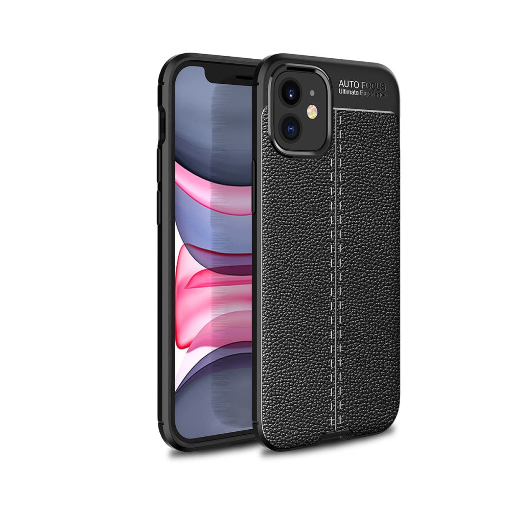 Силиконов, черен калъф, с десен - кожа за iPhone 12 mini
