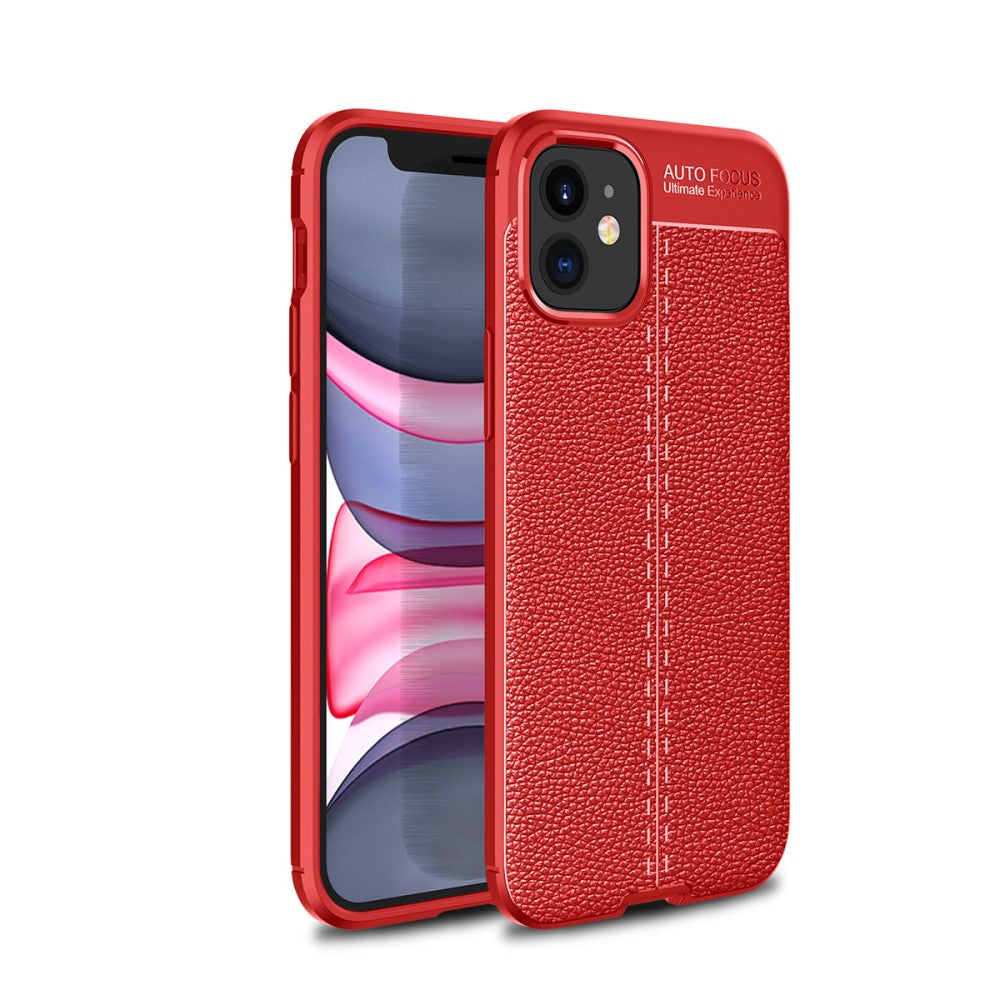 Силиконов, червен калъф, с десен - кожа за iPhone 12 mini