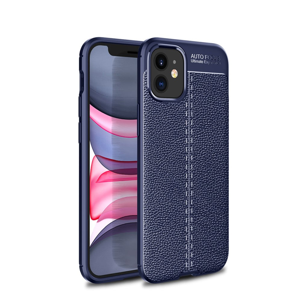 Силиконов, син калъф, с десен - кожа за iPhone 12 mini