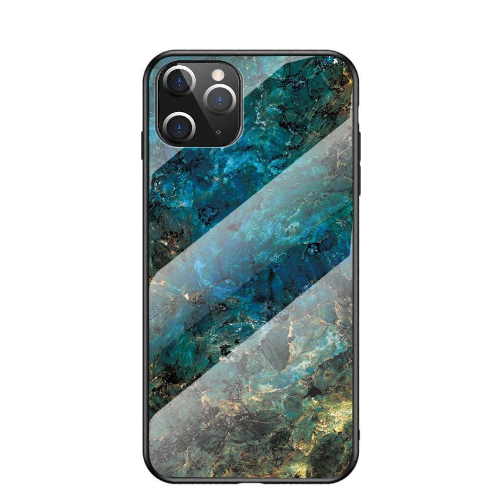 Силиконов, зелен калъф - стъклен гръб, мрамор за iPhone 12 Pro Max