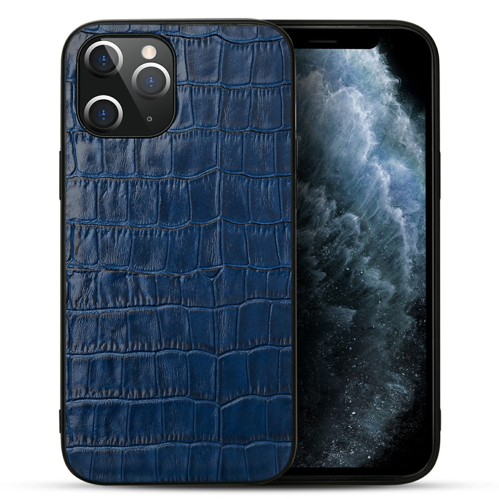 Силиконов, син калъф - гръб от естествена кожа за iPhone 12 / iPhone 12 Pro