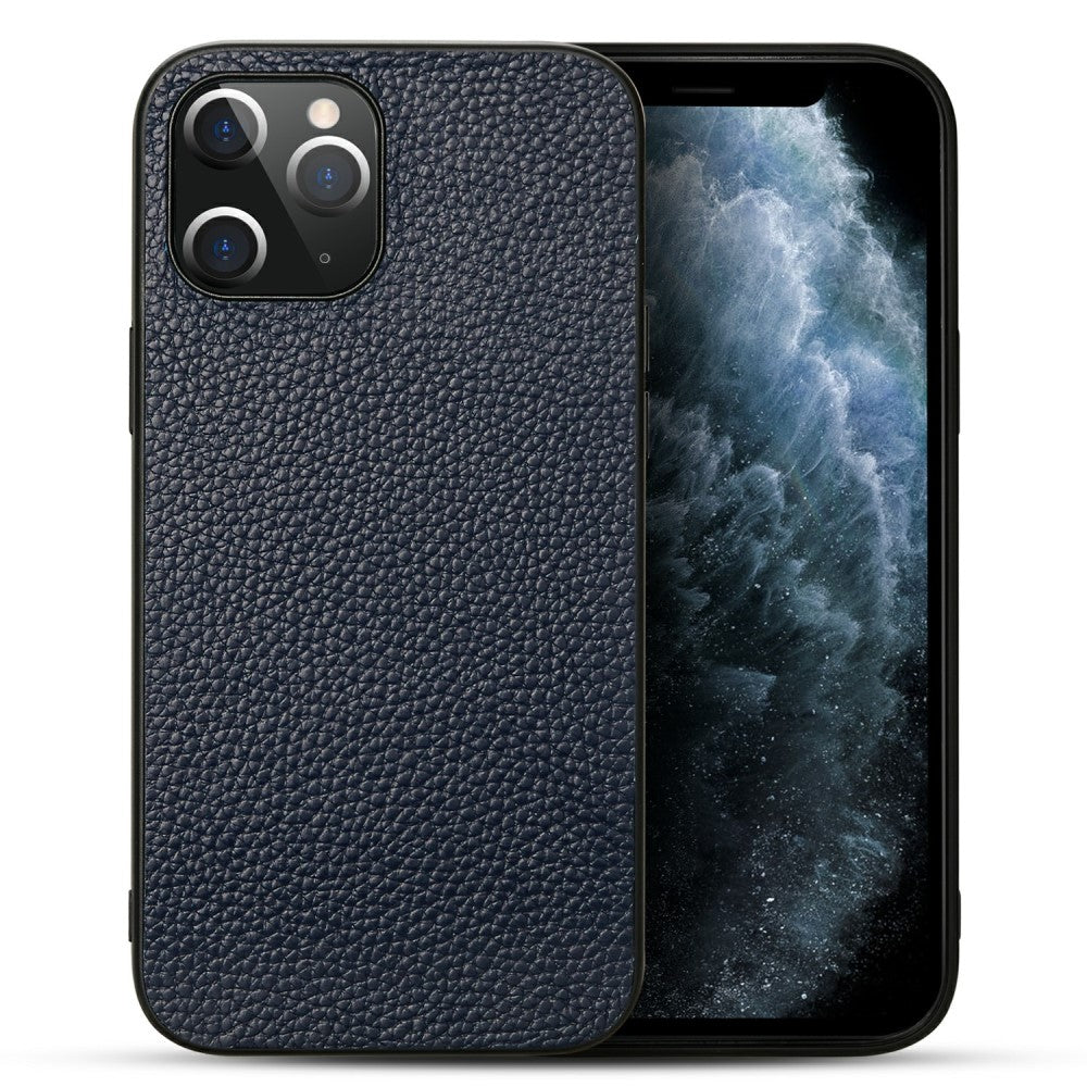 Силиконов, син калъф - гръб от естествена кожа за iPhone 12 Pro Max