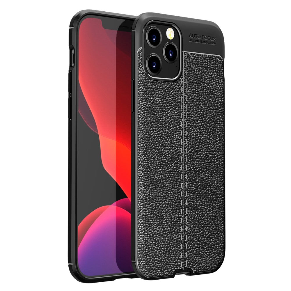 Силиконов, черен калъф, с десен - кожа за iPhone 12 Pro Max