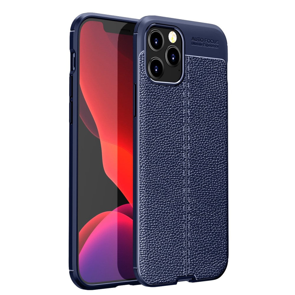 Силиконов, син калъф, с десен - кожа за iPhone 12 Pro Max