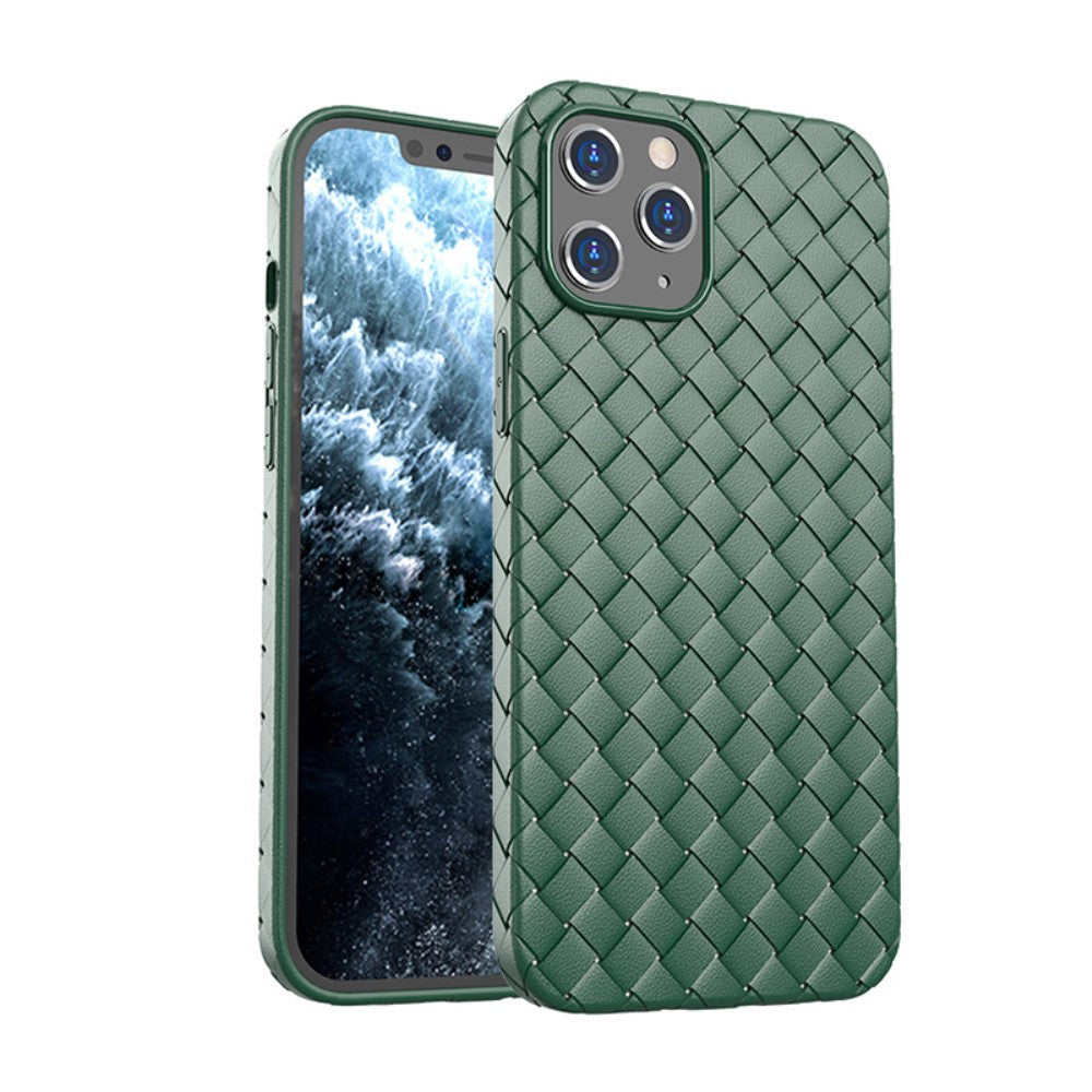 Силиконов, зелен калъф - плетена кожа за iPhone 12 / iPhone 12 Pro