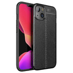 Силиконов, черен калъф, с текстура - кожа за iPhone 14 Plus