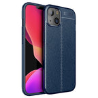 Силиконов, син калъф, с текстура - кожа за iPhone 14 Plus