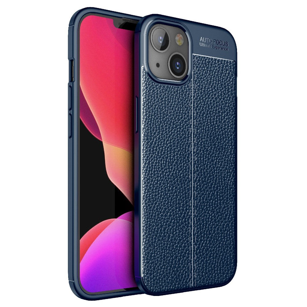 Силиконов, син калъф, с десен - кожа за iPhone 13