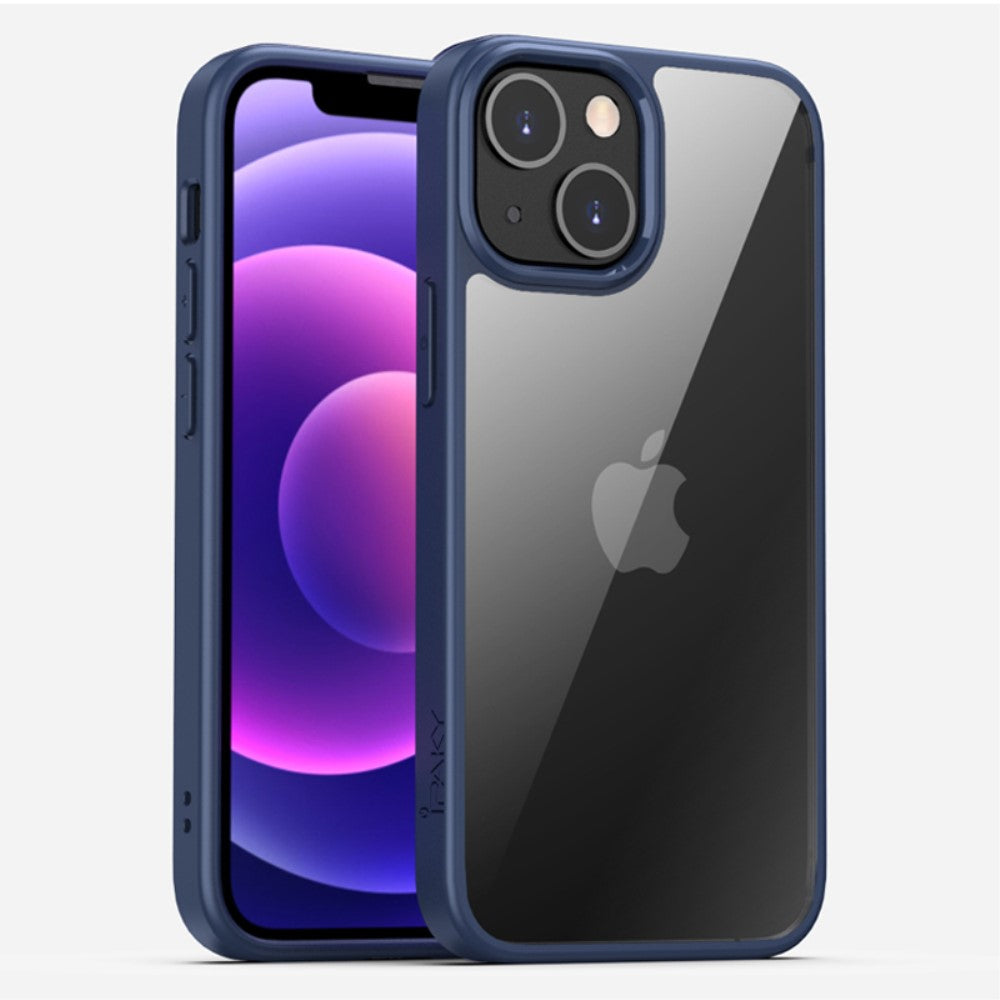 Силиконов, син кейс - тънък, удароустойчив, с прозрачен гръб за iPhone 14