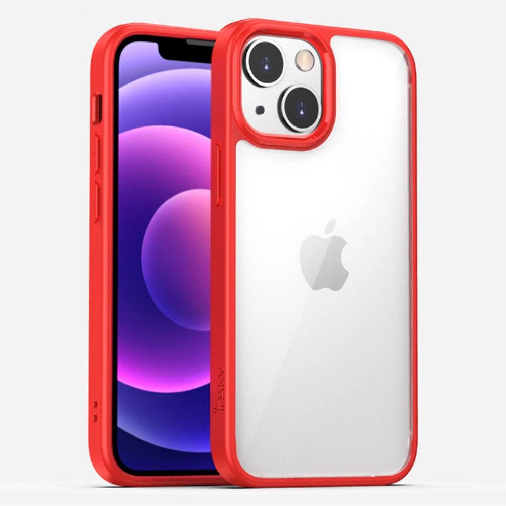 Силиконов, червен калъф - тънък, удароустойчив, с прозрачен гръб за iPhone 13
