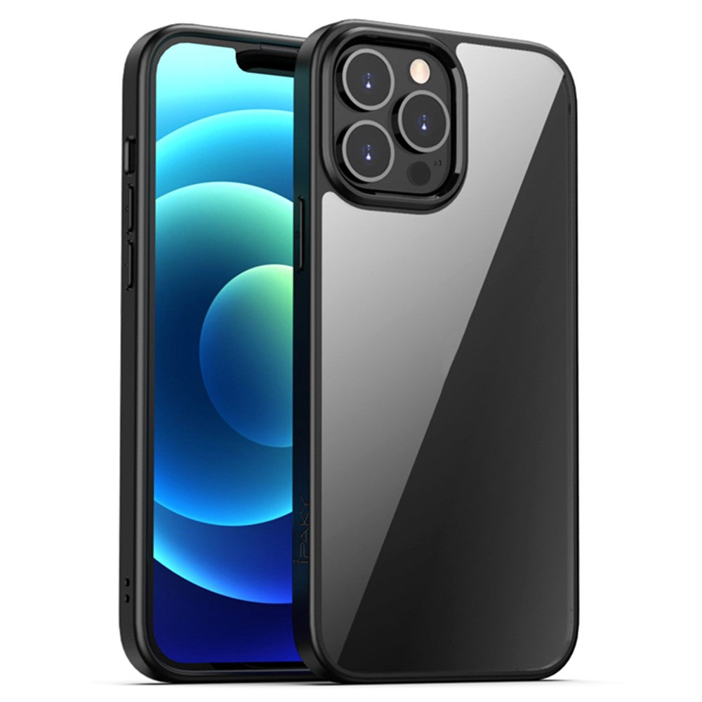 Силиконов, черен калъф - тънък, удароустойчив, с прозрачен гръб за iPhone 13 Pro