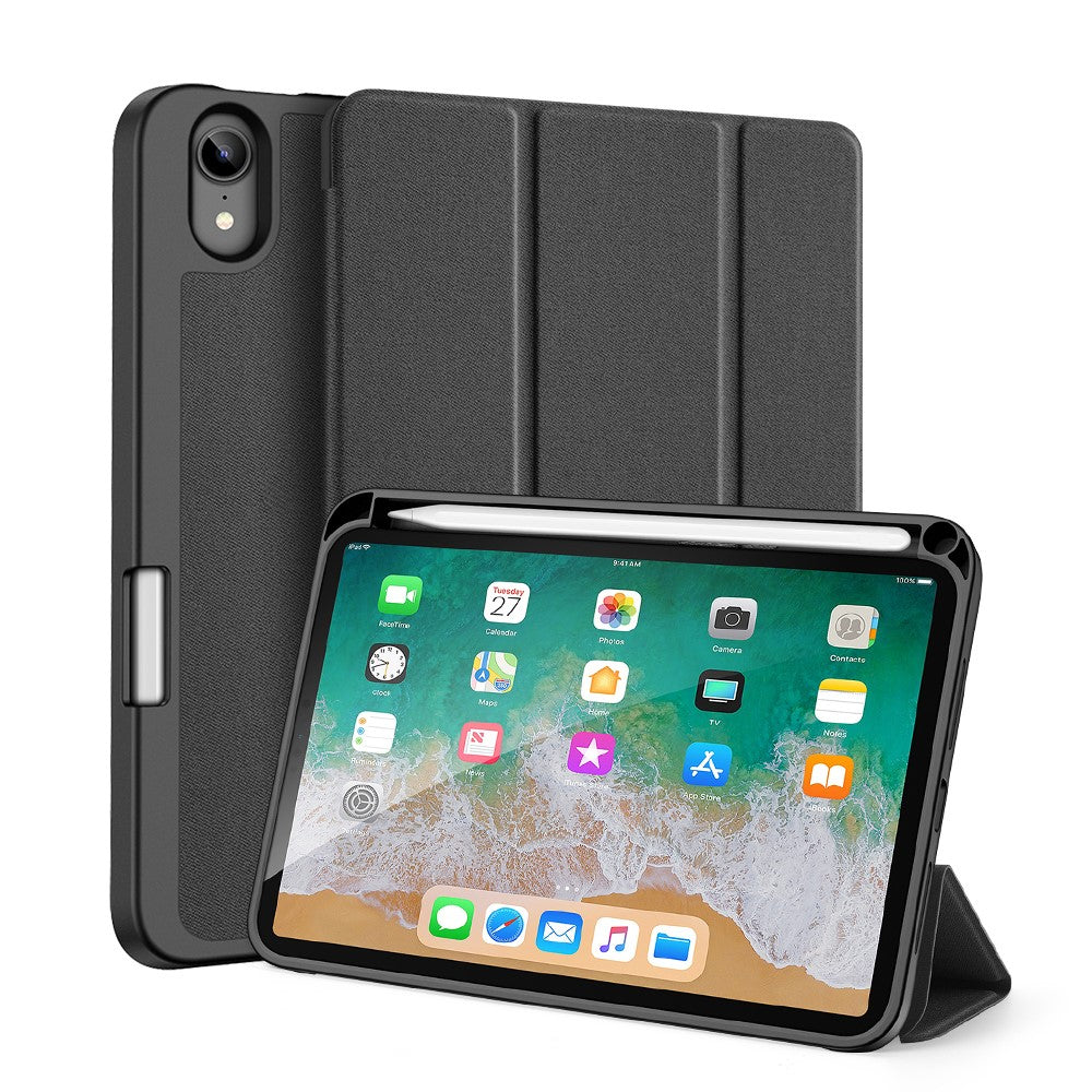 Кожен, черен калъф - стойка за iPad mini (6th gen)