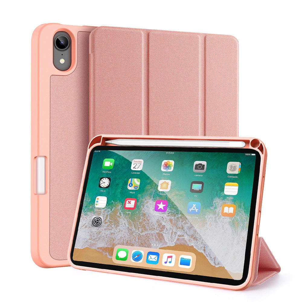 Кожен, розов калъф - стойка за iPad mini (6th gen)