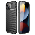 Силиконов, черен калъф - карбонов десен, тънък за iPhone 14