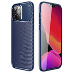 Силиконов, син калъф - карбонов десен, тънък за iPhone 14 Pro