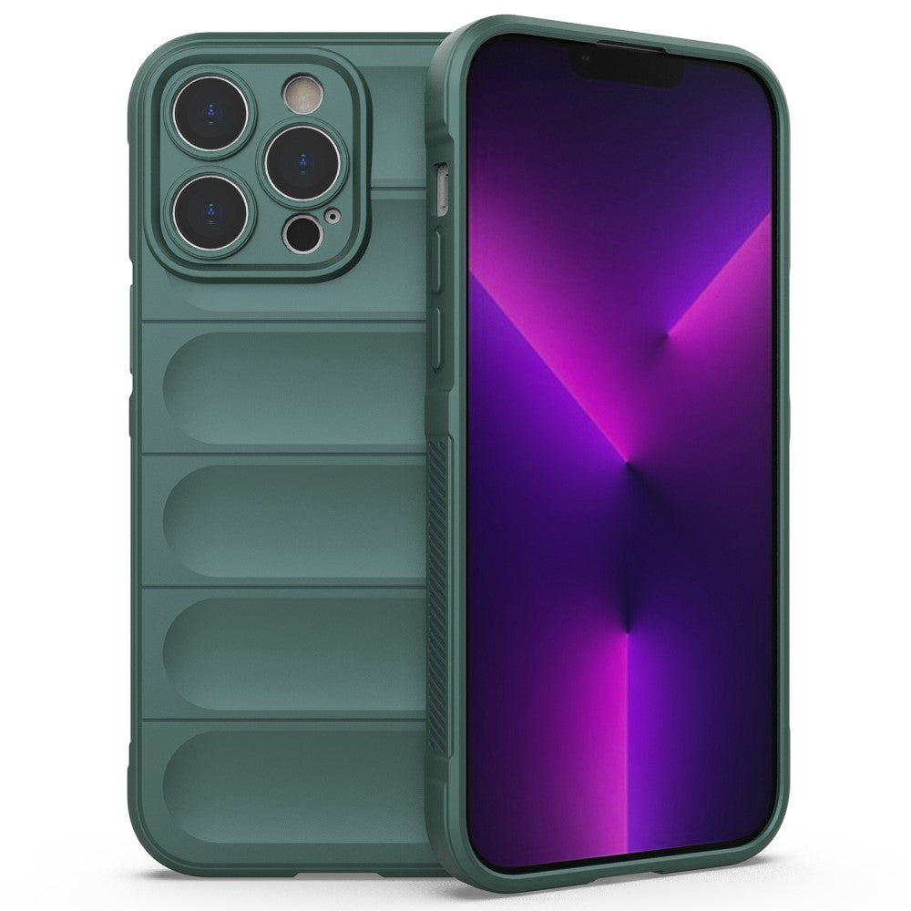 Силиконов, зелен калъф - релефен гръб, удароустойчив за iPhone 15 Pro Max
