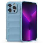 Силиконов, син калъф - релефен гръб, удароустойчив за iPhone 15 Pro Max