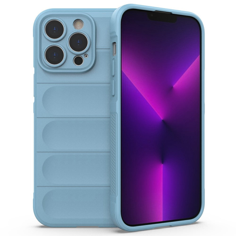 Силиконов, син калъф - релефен гръб, удароустойчив за iPhone 15 Pro Max