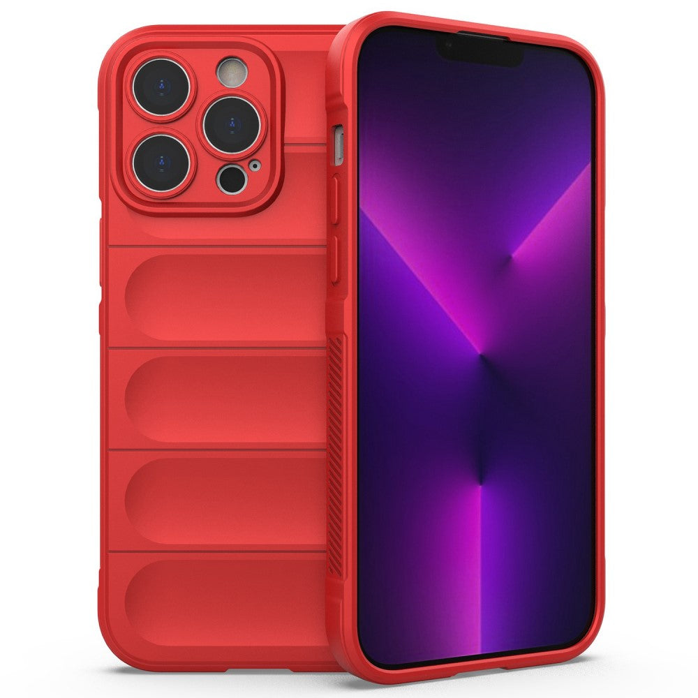 Силиконов, червен калъф - релефен гръб, удароустойчив за iPhone 15 Pro Max