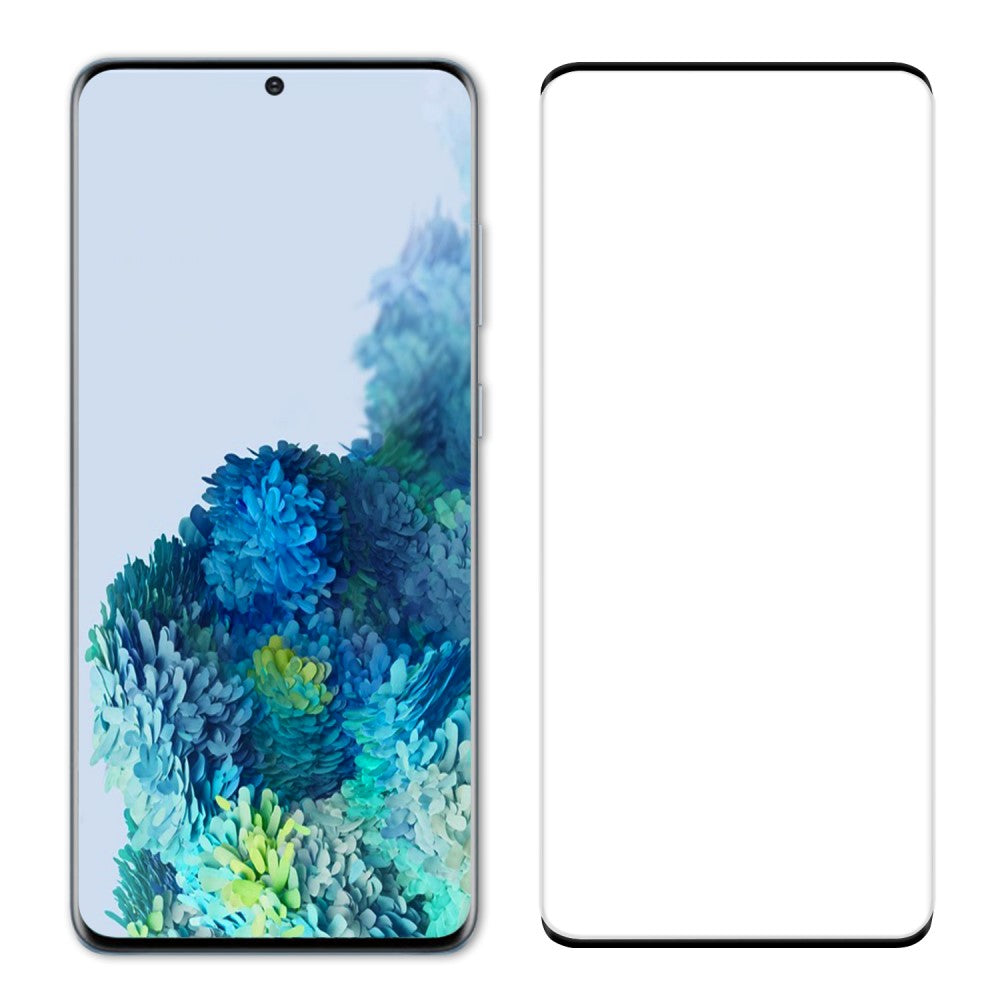 Стъклен, защитен протектор за дисплей - черен, с пълно покритие за Samsung Galaxy S20 Ultra