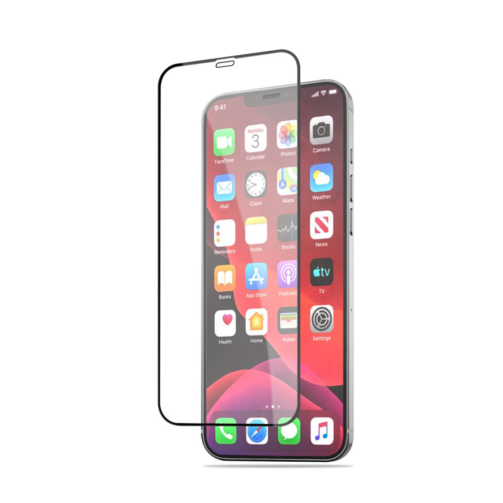 Стъклен, защитен протектор за дисплей - черен, с пълно покритие за iPhone 12 mini
