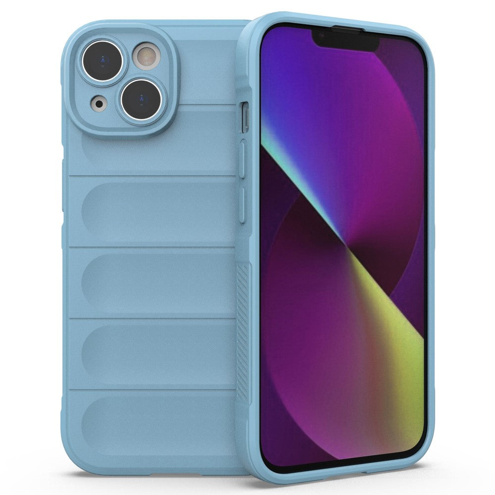 Силиконов, син калъф - релефен гръб, удароустойчив за iPhone 14 Plus