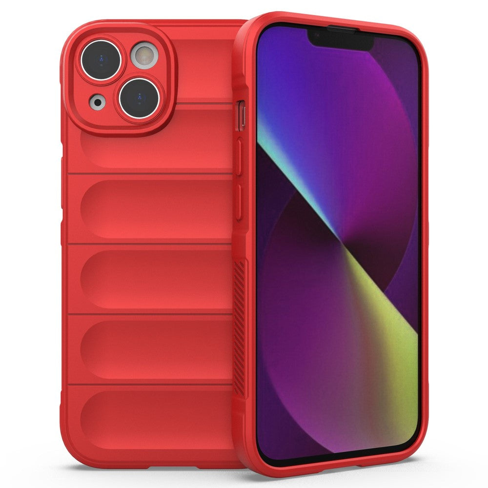 Силиконов, червен калъф - релефен гръб, удароустойчив за iPhone 15