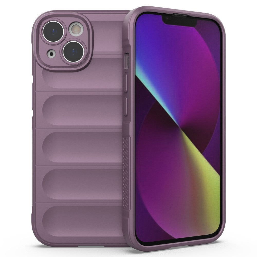 Силиконов, лилав калъф - релефен гръб, удароустойчив за iPhone 14 Plus
