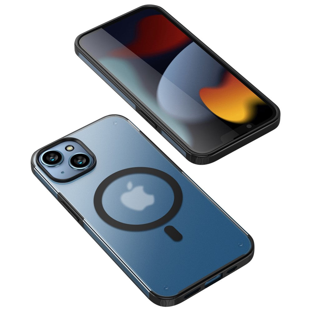 Силиконов, черен кейс - тънък, удароустойчив, поддържа MagSafe за iPhone 14 Plus