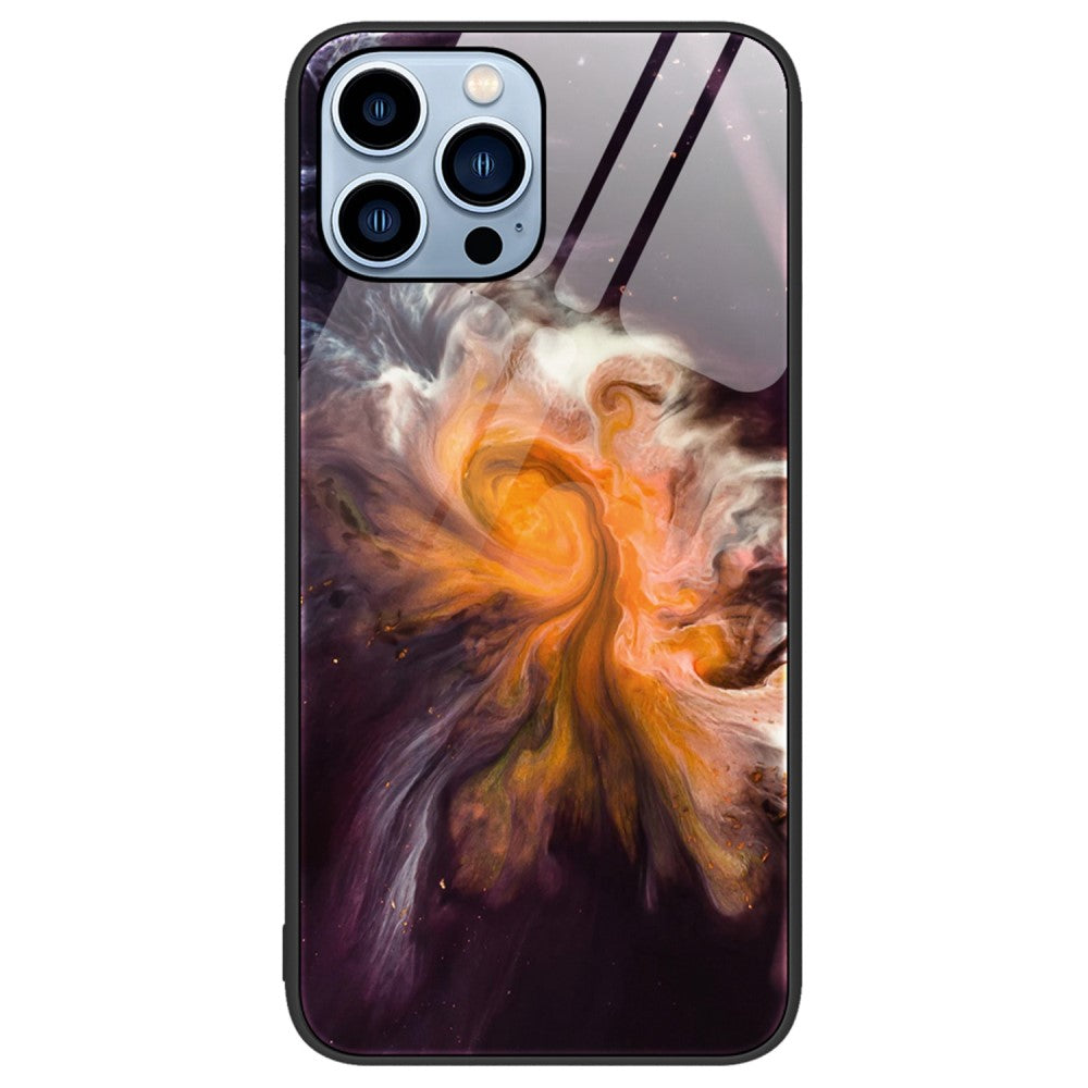 Силиконов, черен калъф - стъклен гръб за iPhone 14 Pro