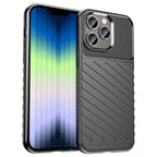 Силиконов, черен калъф - релефен гръб за iPhone 14 Pro