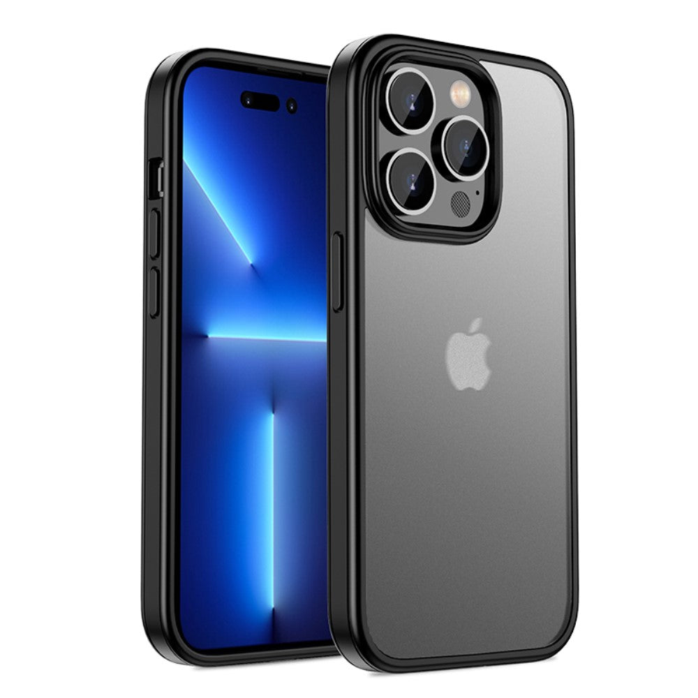 Силиконов, черен кейс - тънък, удароустойчив, с прозрачен гръб за iPhone 14 Pro