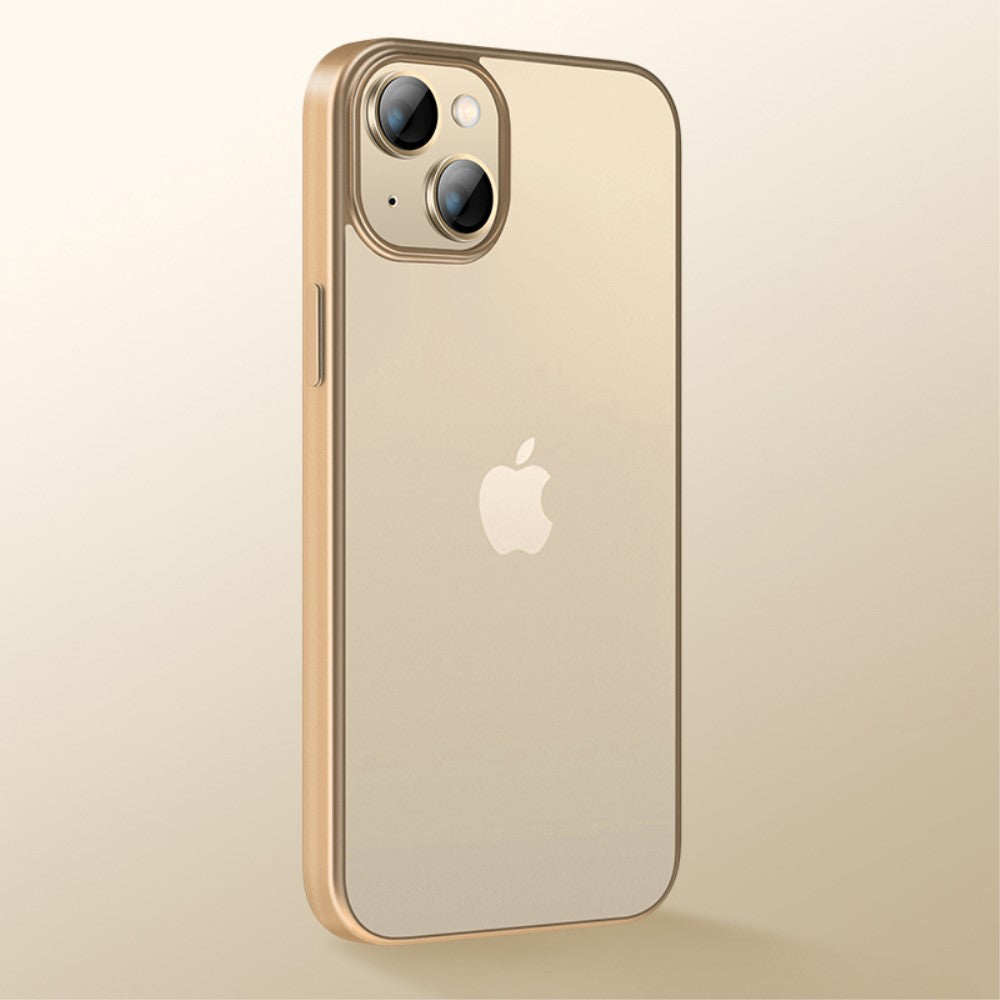 Силиконов, златист калъф - тънък, с прозрачен гръб за iPhone 14 Plus