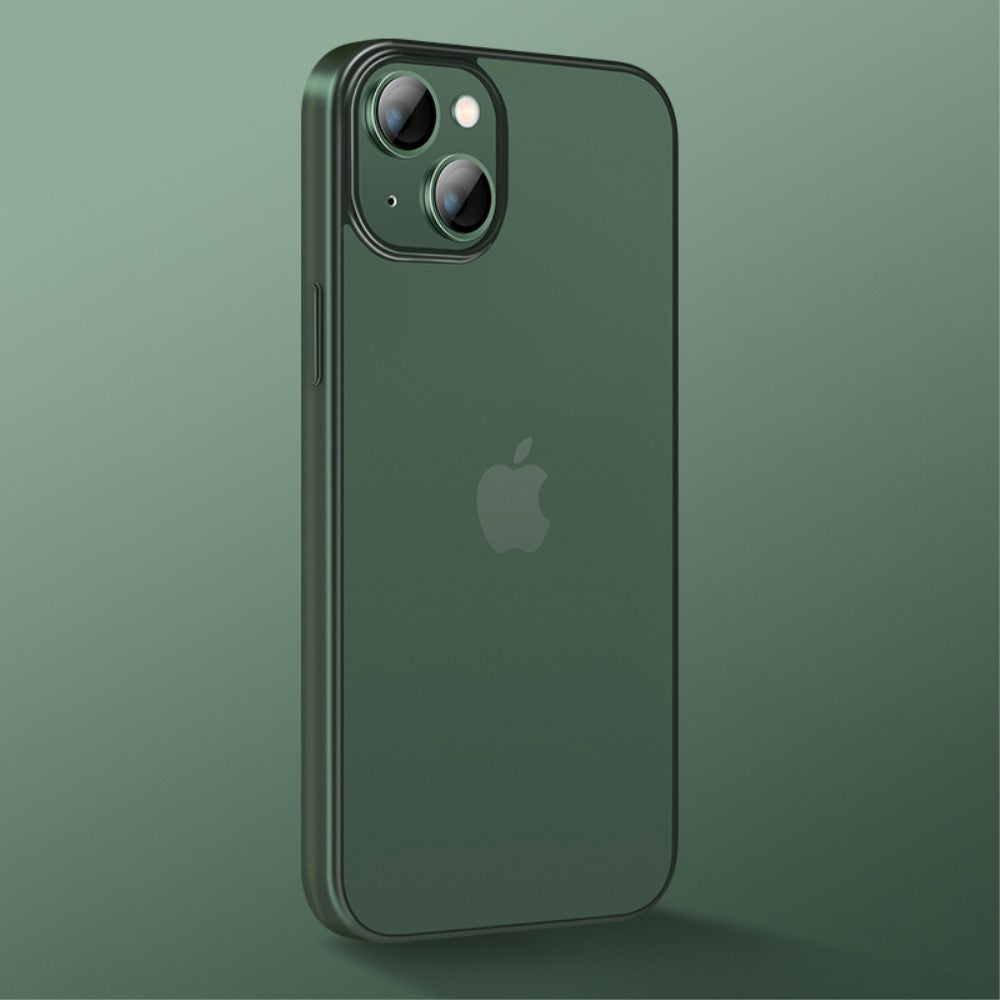 Силиконов, зелен калъф - тънък, с прозрачен гръб за iPhone 14 Plus