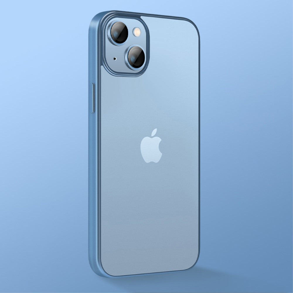 Силиконов, син калъф - тънък, с прозрачен гръб за iPhone 14 Plus