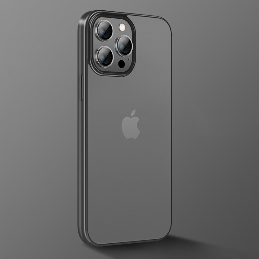 Силиконов, черен калъф - тънък, с прозрачен гръб за iPhone 14 Pro
