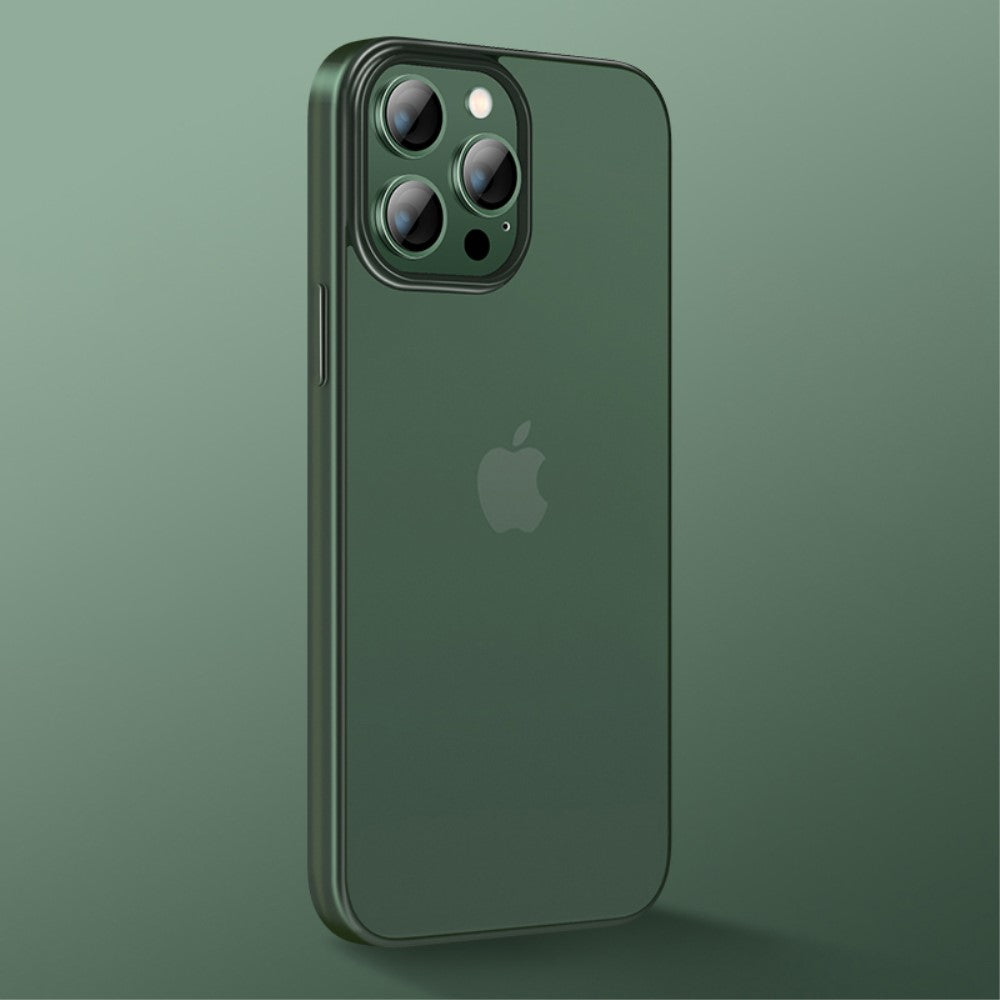 Силиконов, зелен калъф - тънък, с прозрачен гръб за iPhone 14 Pro