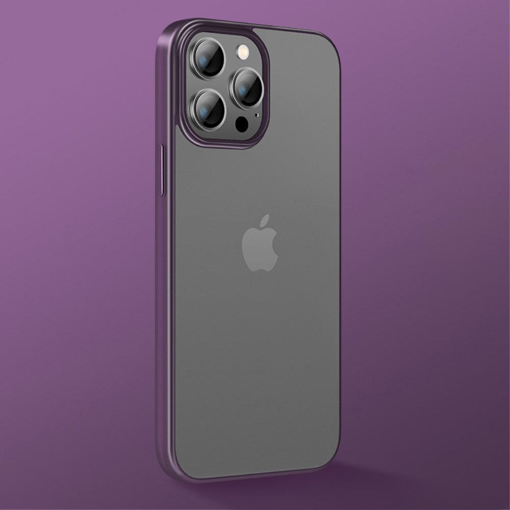 Силиконов, лилав калъф - тънък, с прозрачен гръб за iPhone 14 Pro