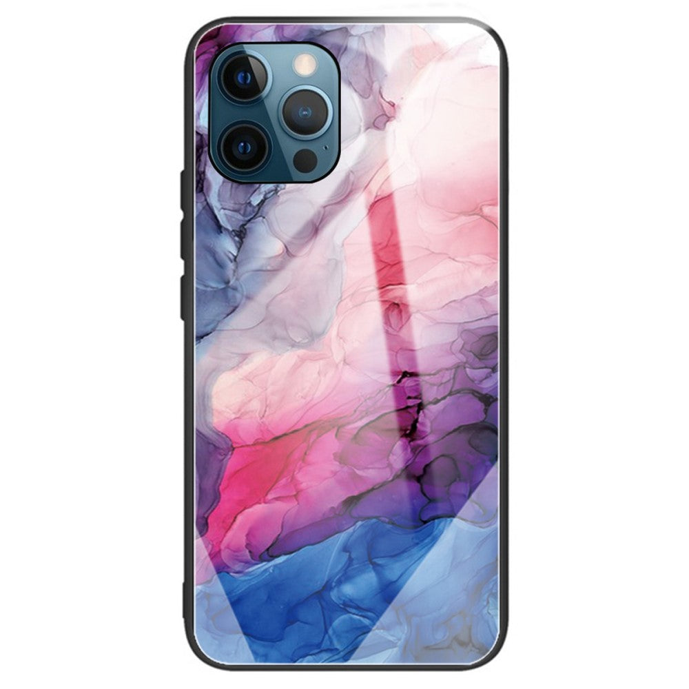 Силиконов, черен калъф - стъклен гръб за iPhone 14 Pro Max