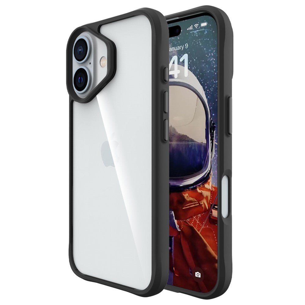 Силиконов, черен кейс - удароустойчив, с прозрачен гръб за iPhone 16