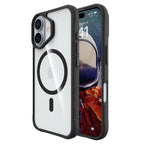 Силиконов, черен кейс - удароустойчив, с прозрачен гръб, MagSafe за iPhone 16 Plus