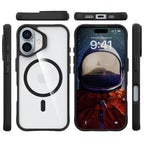 Силиконов, черен кейс - удароустойчив, с прозрачен гръб, MagSafe за iPhone 16 Plus