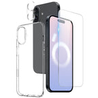 Комплект 3 в 1 - тънък кейс, стъклен протектор за дисплей и за камера за iPhone 16