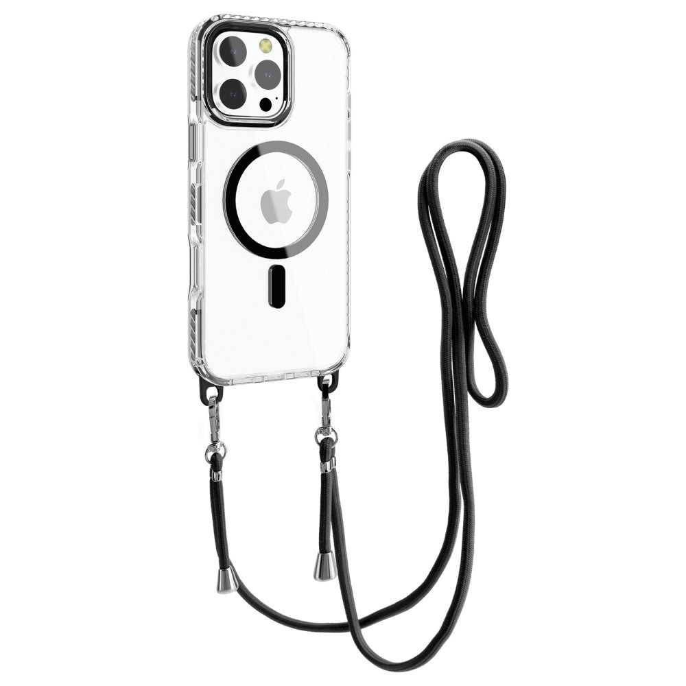 Силиконов, прозрачен калъф - с връзка, удароустойчив за iPhone 16 Pro