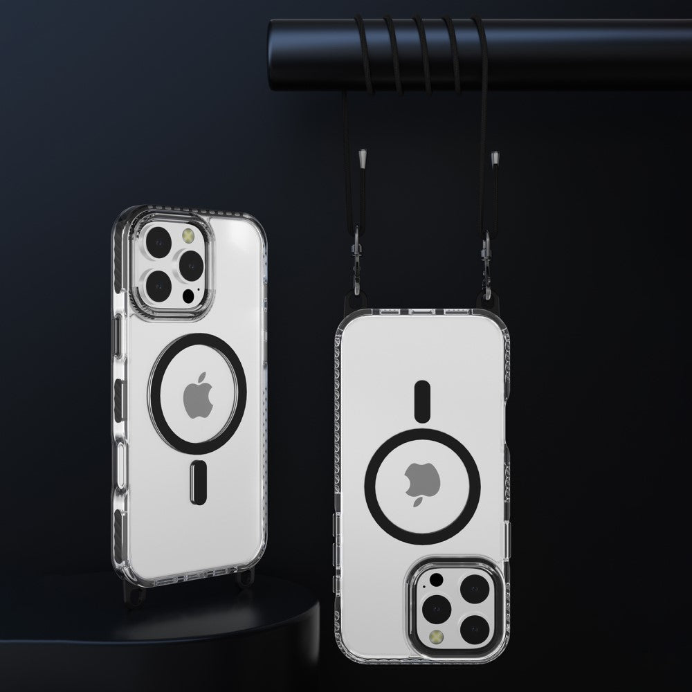 Силиконов, прозрачен калъф - с връзка, удароустойчив за iPhone 16 Pro