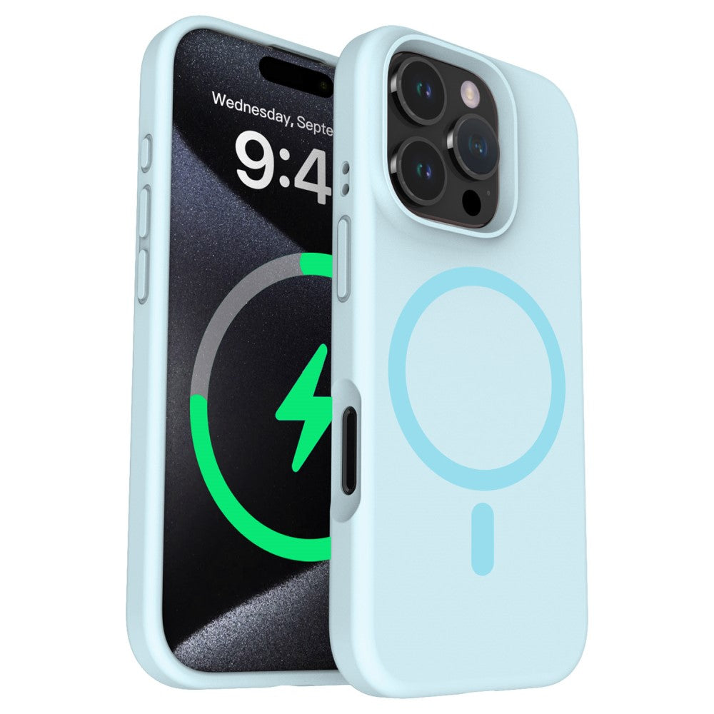 Силиконов, син кейс - поддържа MagSafe за iPhone 16 Pro
