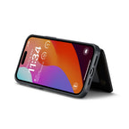 Кожен, лилав кейс - портмоне за iPhone 16 Pro