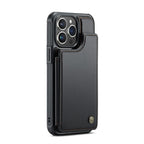 Кожен, черен кейс - портмоне за iPhone 16 Pro
